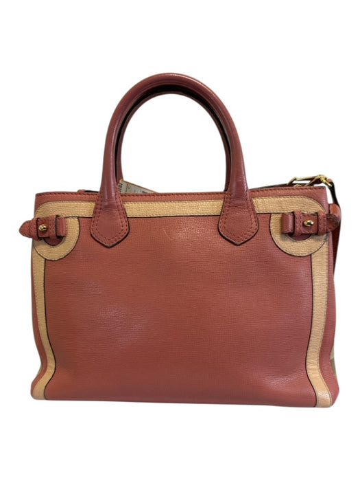 Burberry Pink & Cream Leather Novacheck Detail Top Handles Shoulder Strap Bag Pink & Cream / M
