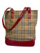Burberry's Beige, Red, Black Canvas & Leather Saffiano Novacheck Two Strap Bag Beige, Red, Black / Small