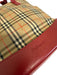 Burberry's Beige, Red, Black Canvas & Leather Saffiano Novacheck Two Strap Bag Beige, Red, Black / Small