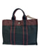 Hermes Navy & Maroon Canvas Tote Double Strap Vintage Bag Navy & Maroon / PM