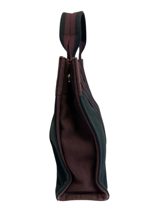 Hermes Navy & Maroon Canvas Tote Double Strap Vintage Bag Navy & Maroon / PM
