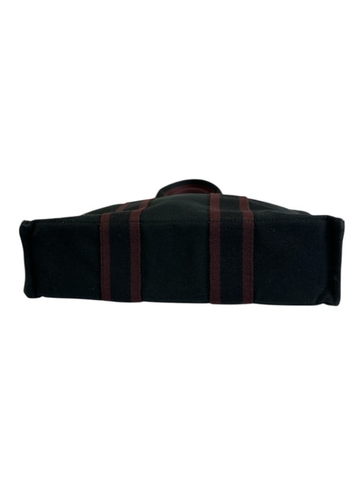 Hermes Navy & Maroon Canvas Tote Double Strap Vintage Bag Navy & Maroon / PM