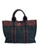Hermes Navy & Maroon Canvas Tote Double Strap Vintage Bag Navy & Maroon / PM