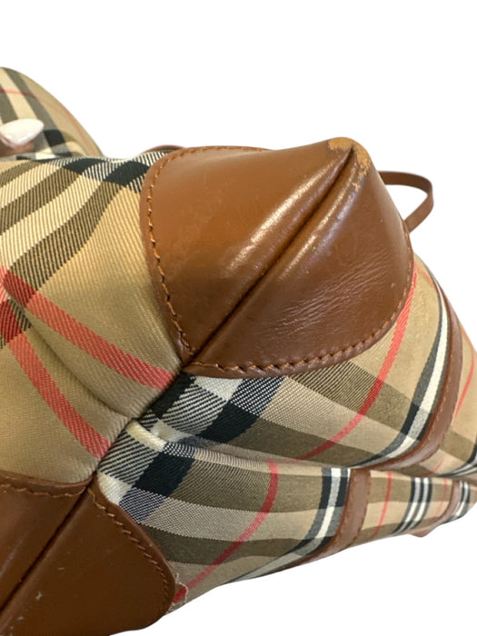 Burberry's Brown Print Coated Canvas & Leather Novacheck Tote Two Strap Bag Brown Print / L