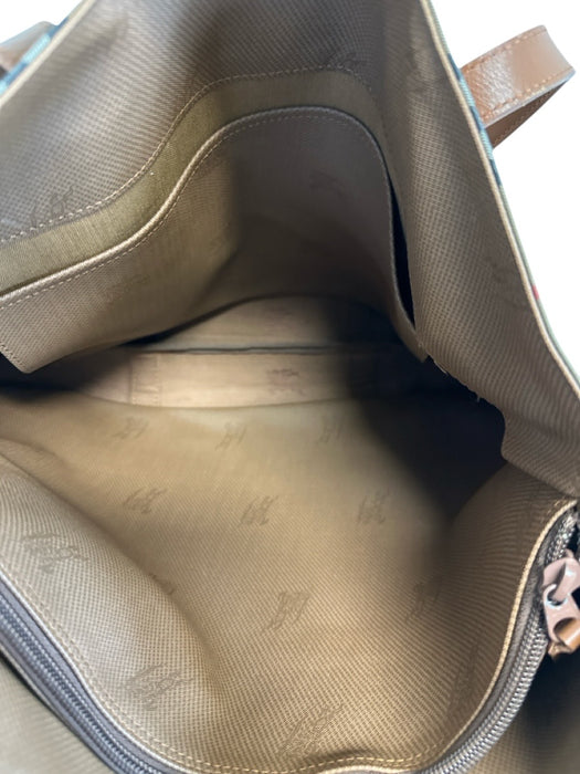 Burberry's Brown Print Coated Canvas & Leather Novacheck Tote Two Strap Bag Brown Print / L