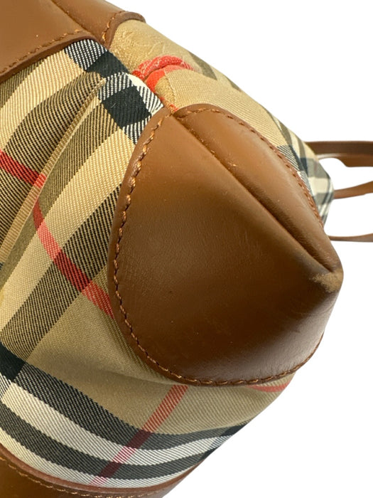 Burberry's Brown Print Coated Canvas & Leather Novacheck Tote Two Strap Bag Brown Print / L