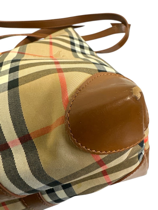 Burberry's Brown Print Coated Canvas & Leather Novacheck Tote Two Strap Bag Brown Print / L