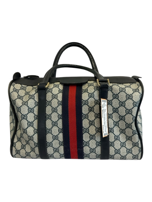 Gucci Navy & Red Coated Canvas GG Supreme Web Top Handle Bag Navy & Red / Medium