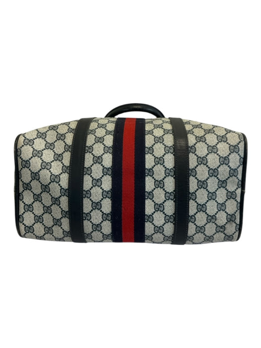 Gucci Navy & Red Coated Canvas GG Supreme Web Top Handle Bag Navy & Red / Medium