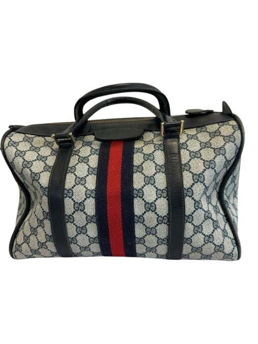 Gucci Navy & Red Coated Canvas GG Supreme Web Top Handle Bag Navy & Red / Medium