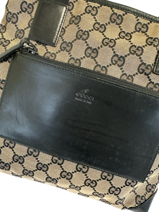 Gucci Navy Blue & Beige Canvas & Leather Guccissima Zip Top Tote Bag Navy Blue & Beige / Small