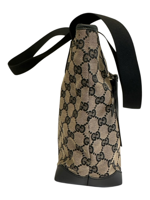 Gucci Navy Blue & Beige Canvas & Leather Guccissima Zip Top Tote Bag Navy Blue & Beige / Small