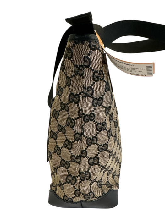Gucci Navy Blue & Beige Canvas & Leather Guccissima Zip Top Tote Bag Navy Blue & Beige / Small