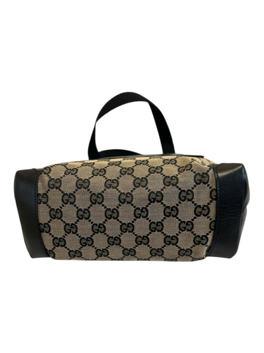 Gucci Navy Blue & Beige Canvas & Leather Guccissima Zip Top Tote Bag Navy Blue & Beige / Small