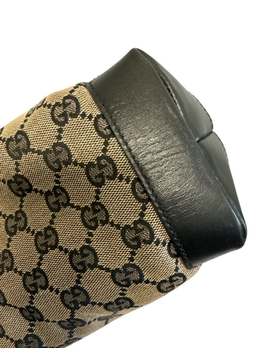 Gucci Navy Blue & Beige Canvas & Leather Guccissima Zip Top Tote Bag Navy Blue & Beige / Small