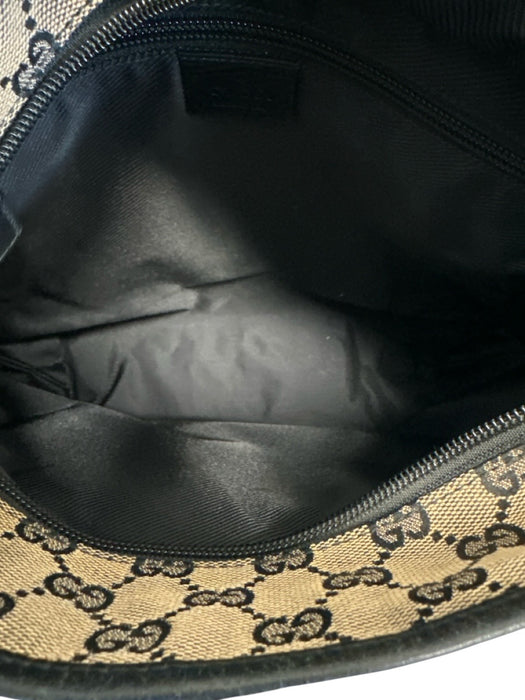 Gucci Navy Blue & Beige Canvas & Leather Guccissima Zip Top Tote Bag Navy Blue & Beige / Small
