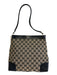 Gucci Black & Beige Canvas & Leather Guccissima Shoulder Bag Snap Closure Bag Black & Beige / Small
