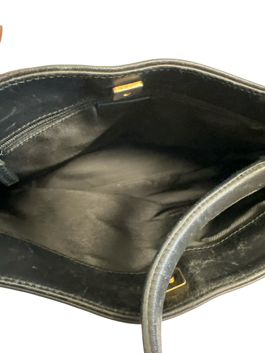 Gucci Black & Beige Canvas & Leather Guccissima Shoulder Bag Snap Closure Bag Black & Beige / Small
