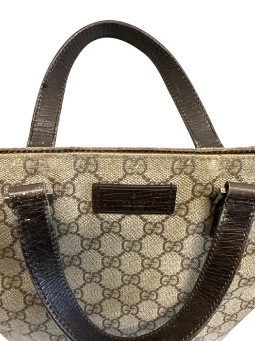 Gucci Beige & Brown Coated Canvas & Leather Guccissima Double Top Handle Bag Beige & Brown