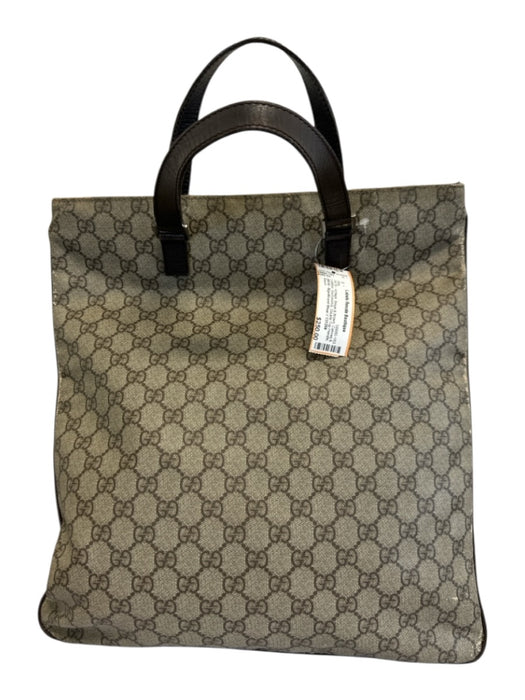 Gucci Beige & Brown Coated Canvas & Leather Guccissima Double Top Handle Bag Beige & Brown
