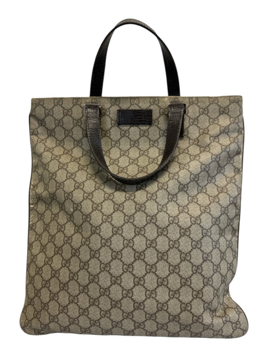 Gucci Beige & Brown Coated Canvas & Leather Guccissima Double Top Handle Bag Beige & Brown