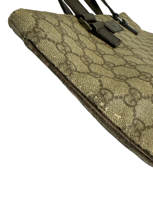 Gucci Beige & Brown Coated Canvas & Leather Guccissima Double Top Handle Bag Beige & Brown