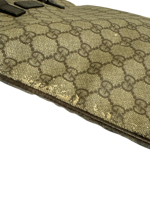 Gucci Beige & Brown Coated Canvas & Leather Guccissima Double Top Handle Bag Beige & Brown
