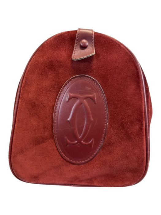 Les Must de Cartier Burgundy Red Suede & Leather Duffle Logo Gold Hardware Bag Burgundy Red / L