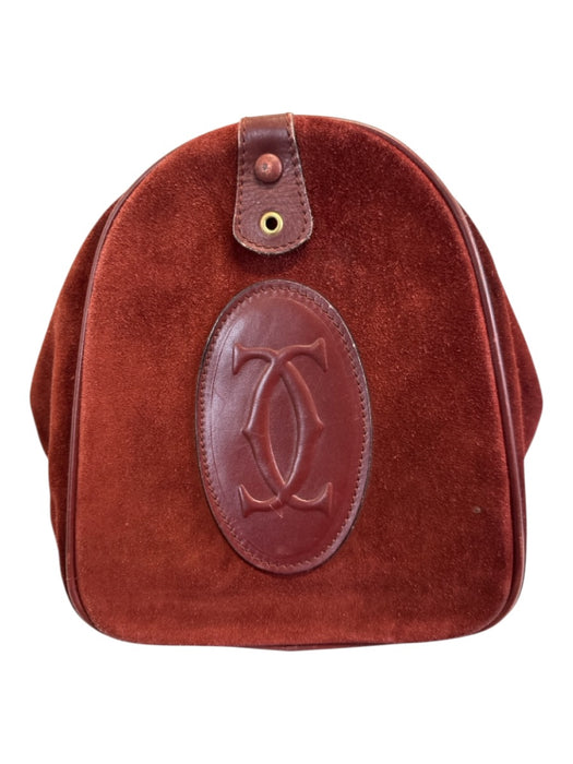 Les Must de Cartier Burgundy Red Suede & Leather Duffle Logo Gold Hardware Bag Burgundy Red / L
