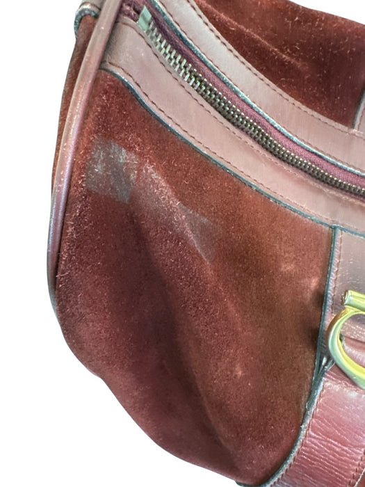 Les Must de Cartier Burgundy Red Suede & Leather Duffle Logo Gold Hardware Bag Burgundy Red / L