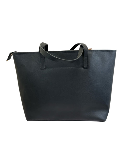 Michael Michael Kors Black Saffiano Leather Zip Top Tote Gold Logo Bag Black / L
