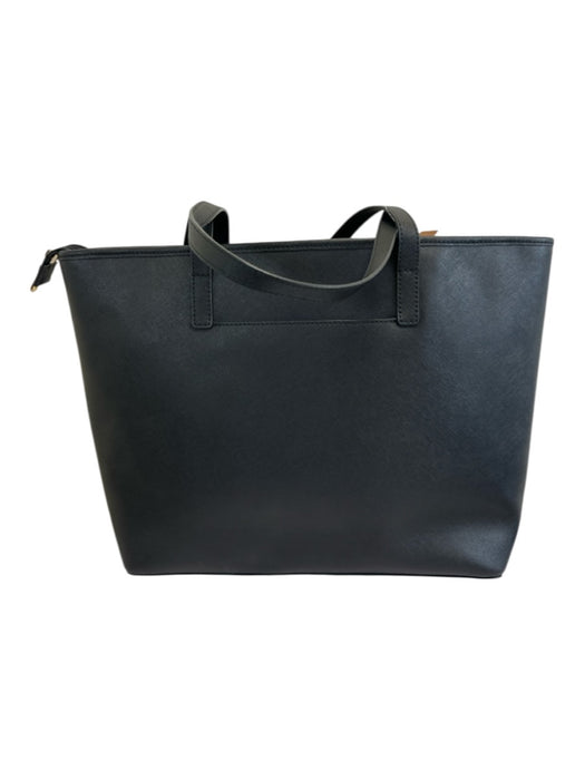 Michael Michael Kors Black Saffiano Leather Zip Top Tote Gold Logo Bag Black / L