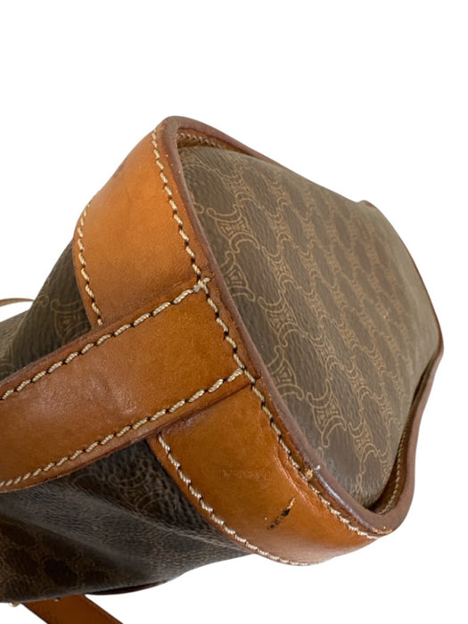 Celine Brown & Dark Brown Coated Canvas & Leather Monogram Gold Hardware Bag Brown & Dark Brown / M