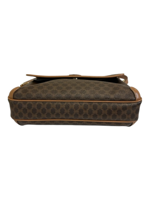 Celine Brown & Dark Brown Canvas & Leather Monogram Crossbody Flap Bag Brown & Dark Brown / Small