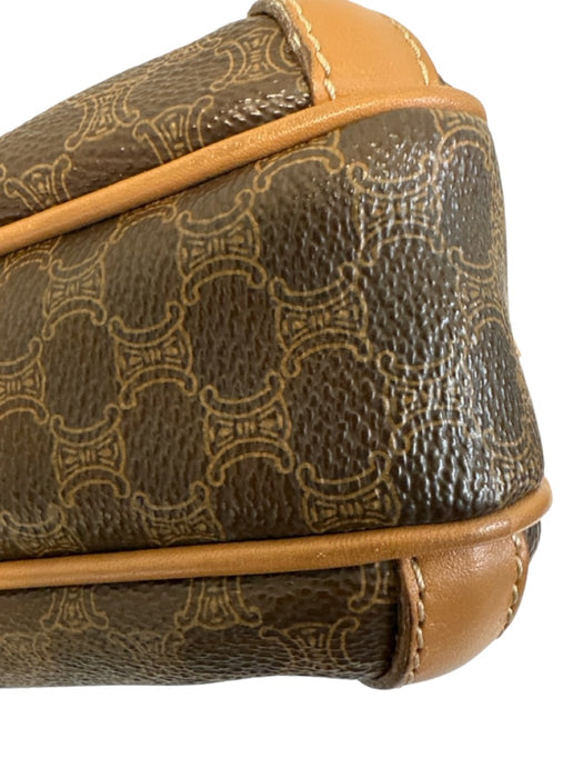 Celine Brown & Dark Brown Canvas & Leather Monogram Crossbody Flap Bag Brown & Dark Brown / Small