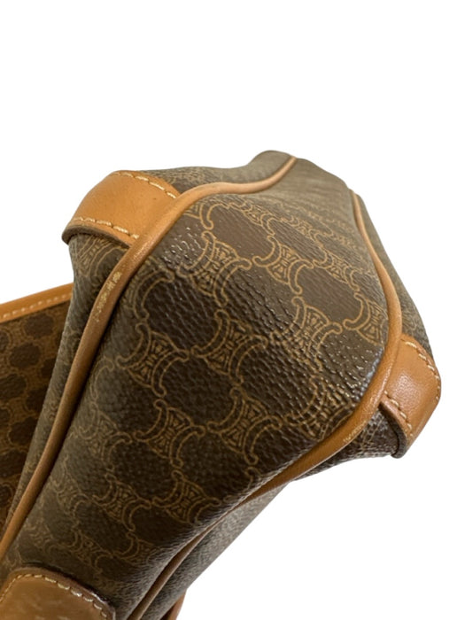 Celine Brown & Dark Brown Canvas & Leather Monogram Crossbody Flap Bag Brown & Dark Brown / Small