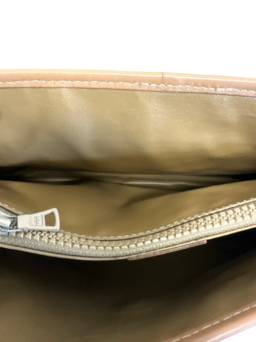 Celine Brown & Dark Brown Canvas & Leather Monogram Crossbody Flap Bag Brown & Dark Brown / Small