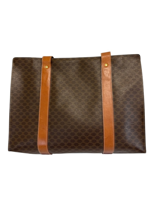 Celine Brown & Dark Brown Coated Canvas & Leather Monogram Front Pocket Bag Brown & Dark Brown / L