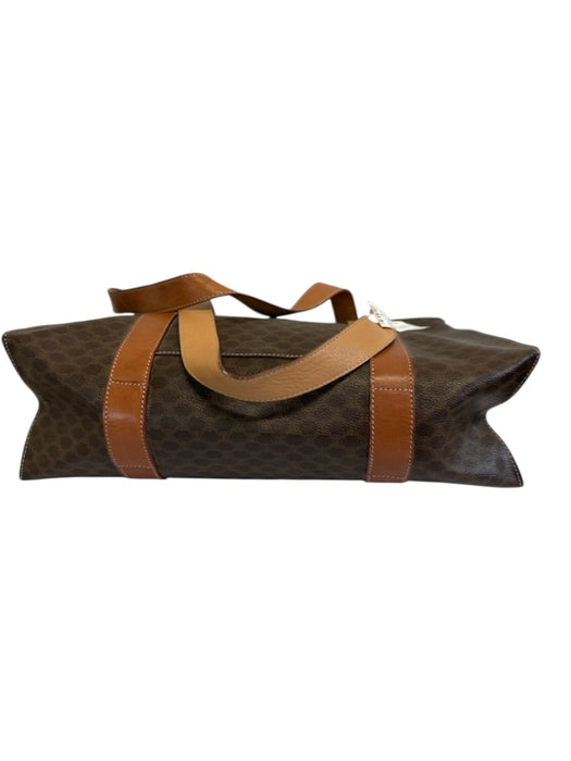 Celine Brown & Dark Brown Coated Canvas & Leather Monogram Front Pocket Bag Brown & Dark Brown / L