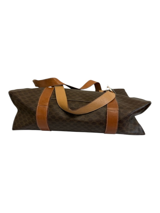 Celine Brown & Dark Brown Coated Canvas & Leather Monogram Front Pocket Bag Brown & Dark Brown / L