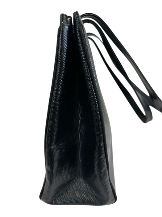 Salvatore Ferragamo Black Leather Embossed Gold Hardware Shoulder Tote Bag Bag Black / L