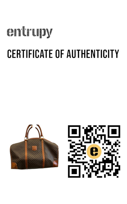 Celine Brown & Dark Brown Coated Canvas Monogram Zip Top Duffle Weekender Bag Brown & Dark Brown / L