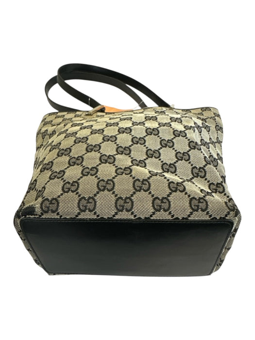 Gucci Black & Beige Canvas & Leather Guccissima Shoulder Tote Bag Bag Black & Beige / Small