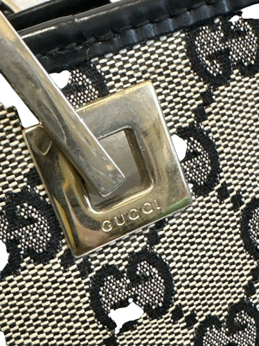 Gucci Black & Beige Canvas & Leather Guccissima Shoulder Tote Bag Bag Black & Beige / Small