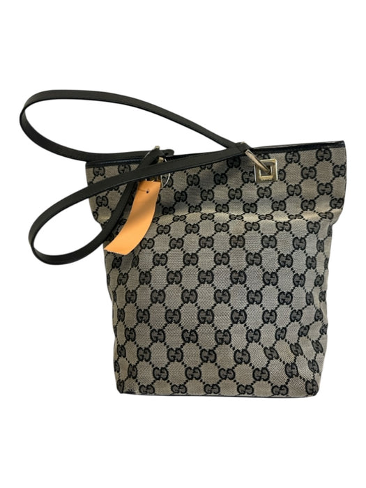 Gucci Black & Beige Canvas & Leather Guccissima Shoulder Tote Bag Bag Black & Beige / Small