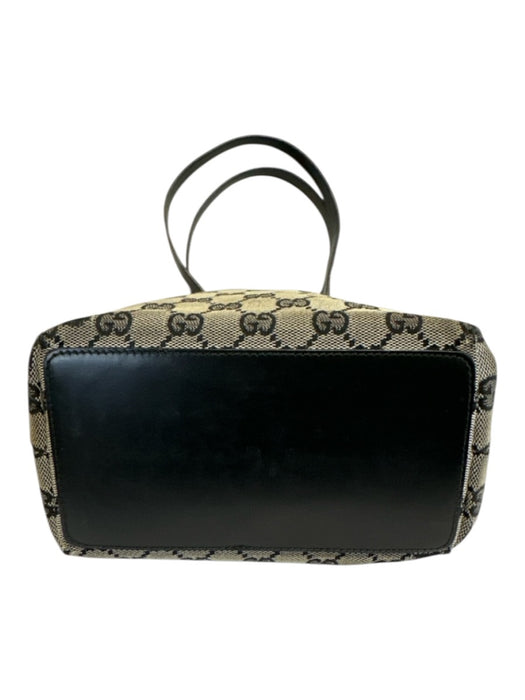 Gucci Black & Beige Canvas & Leather Guccissima Shoulder Tote Bag Bag Black & Beige / Small
