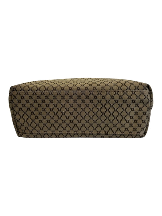 Celine Brown & Dark Brown Canvas & Leather Monogram Front Pocket Open Top Bag Brown & Dark Brown / M