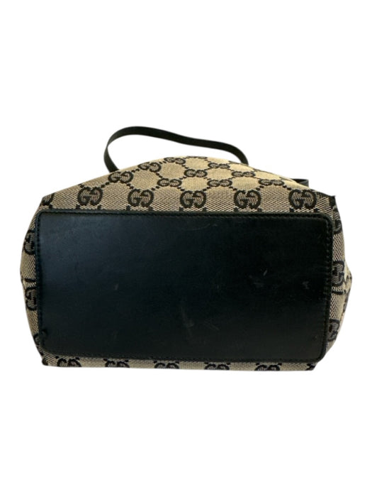 Gucci Black & Beige Canvas & Leather Guccissima Shoulder Tote Bag Bag Black & Beige / Small