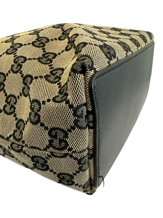 Gucci Black & Beige Canvas & Leather Guccissima Shoulder Tote Bag Bag Black & Beige / Small