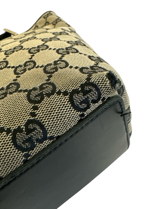 Gucci Black & Beige Canvas & Leather Guccissima Shoulder Tote Bag Bag Black & Beige / Small